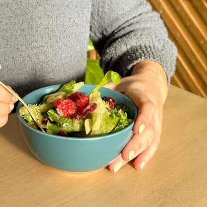 Mora Ceramic Artisan Matte Small Dessert Bowls - 16oz, Set of 6 - Microwave, Oven and Dishwasher Safe, For Rice, Ice Cream, Soup, Snacks, Cereal, Chili, Side Dishes etc - Microwavable Kitchen Bowl - color: Artisan Colors