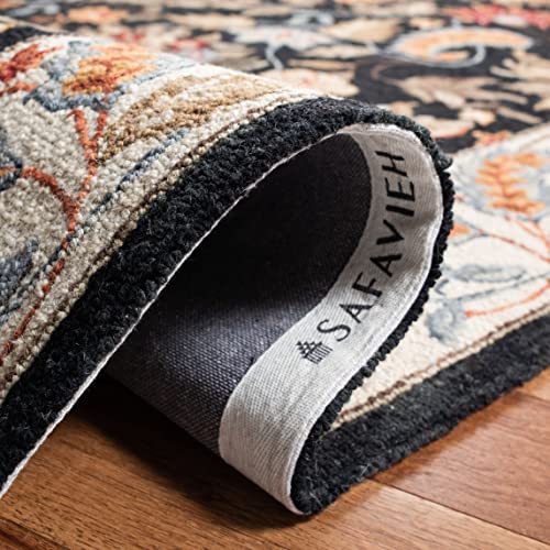 SAFAVIEH Chelsea Collection 3' Round Black HK141B Hand-Hooked French Country Wool Area Rug - color: Black, size: 3' (Round)