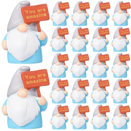 24 Pcs Mini Resin Gnomes Figurines Miniature Tiny Fairy Gnomes Figurines Inspirational Appreciation Gnome Statues with Motivational Word for Office Desk Table Employee Family Supplies(You Are Amazing) - color: Classic, style: You Are Amazing