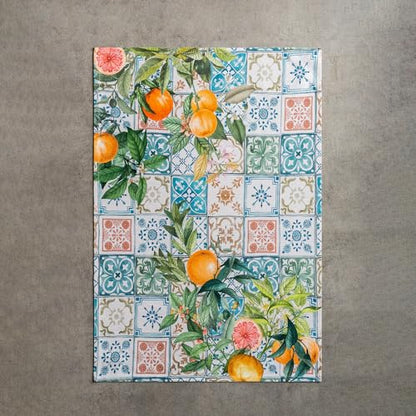 Maison d' Hermine Kitchen Towels Set of 3 Reusable 100% Cotton 27.50" x 20" | Cloth Tea Dish Towels Absorbent with Hanging Loop for Kitchen Dining Party Wedding Hotel Home Spring Summer - Agrume - color: 012 - Agrume