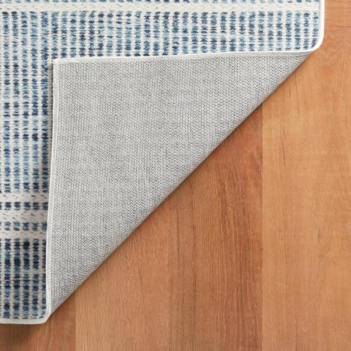 Dash & Albert Malta Blue Striped Washable Runner Rug, 2'6"x8' - color: Blue, size: 2'6" x 8' (Runner)