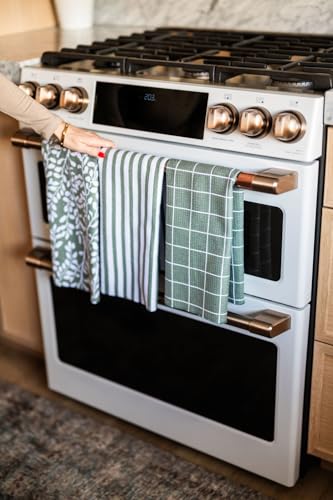 Kitchen Towels, Dish Towels for Kitchen, 3 Pc Kitchen Towel Set | Microfiber Waffle Towels, 16 x 26 inches, with Hanging Loops, Reusable Tea Towels, Cute Kitchen Towels - 3 Pack - color: Green