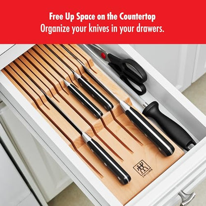 Zwilling 12-Slot In Drawer Knife Block, Beechwood - color: Natural, size: 12 slot