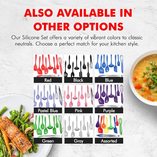 Chef Craft 9 Piece Silicone Kitchen Tool and Utensil Set, Blue - color: Blue, size: 9 Piece Set