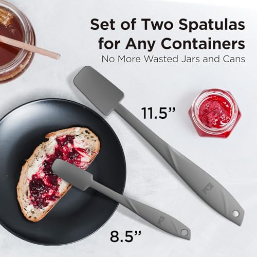 Kitchen Mama WaltzGrip Platinum Silicone Jar & Can Spatula Set, Metal Gray | Heat-Resistant, Dishwasher Safe, Ergonomic Grip, Perfect for Mixing and Scraping, Nonstick Cookware - color: Metal Gray