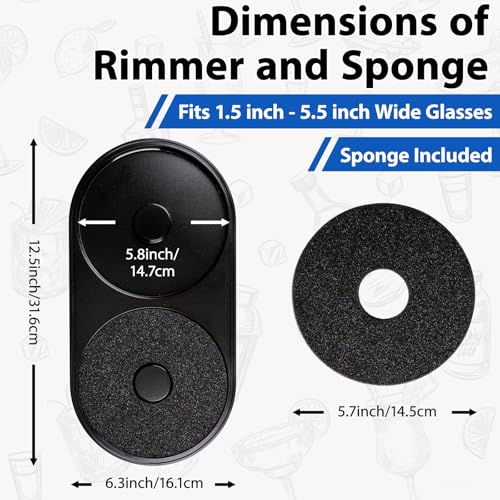 Margarita Salt Rimmer Set, 1 Pack Bar Salt and Sugar Rimmer with Sponge, 2-in-1 Bar Glass Cocktail Rim Set, Dishwasher Safe Black Barware Tools for Margarita Mojitos (Black) - size: 【2 IN 1 Salt Rimmer】*1