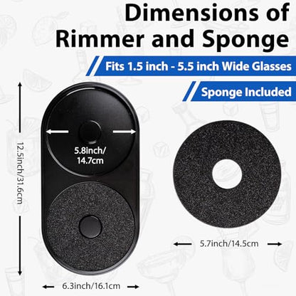 Margarita Salt Rimmer Set, 1 Pack Bar Salt and Sugar Rimmer with Sponge, 2-in-1 Bar Glass Cocktail Rim Set, Dishwasher Safe Black Barware Tools for Margarita Mojitos (Black) - size: 【2 IN 1 Salt Rimmer】*1
