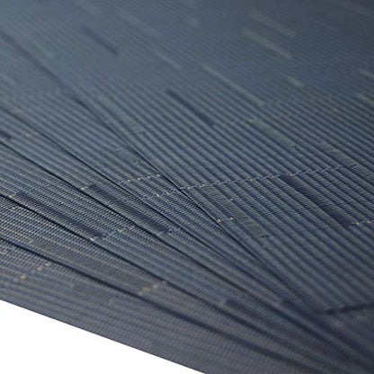 Placemats for Dining Table Woven Vinyl Place Mats Wipe Off Plastic Placemats Stain Resistant Table Mats Set of 6 （Bamboo Navy） - color: Bamboo Navy, size: placemats set of 6