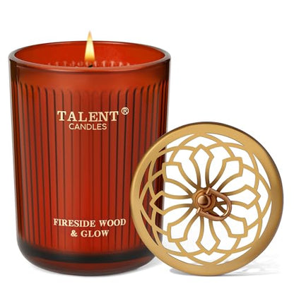 Jar Candles for Home Scented, Aromatherapy Candles Gifts for Women & Men, Natural Soy Candle, 8.4oz Traditional Style Fireside Wood & Glow - color: Fireside Wood & Glow