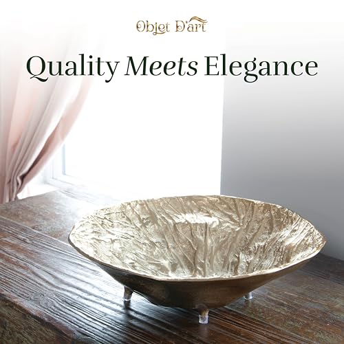 OBJET D'ART Emory Decorative Round Gold Bowl, Set of 2 | Accent Decor, Living Room, Ottoman, Coffee Table, Candles, Liquor, Centerpieces, Great for Entertaining and Everyday Use