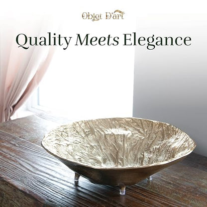 OBJET D'ART Emory Decorative Round Gold Bowl, Set of 2 | Accent Decor, Living Room, Ottoman, Coffee Table, Candles, Liquor, Centerpieces, Great for Entertaining and Everyday Use