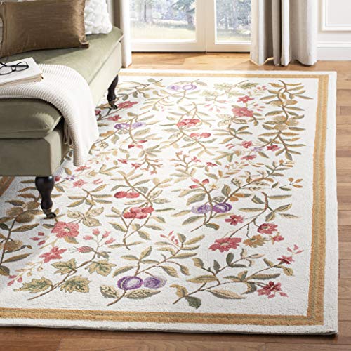 SAFAVIEH Chelsea Collection Accent Rug - 3'9" x 5'9", Ivory, Hand-Hooked French Country Wool, Ideal for High Traffic Areas in Entryway, Living Room, Bedroom (HK210A) - color: Ivory, size: 3'9" x 5'9" (Rectangular)