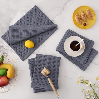 Homaxy 100% Cotton Oversized Waffle Weave Kitchen Towels 4-Pack, Dark Grey | 20 x 28 Inches, Ultra Soft Absorbent Dish Towels, Quick Drying Large Cleaning Towels - color: Dark Grey, size: 20 X 28 - 4 Pack