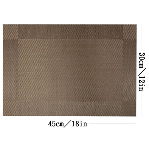 Placemats Washable PVC Placemats Plastic Wipe Clean for Kitchen Table Stain-resistand Woven Vinyl Wine Table Mats 12x18 inches Set of 4（Champagne） - color: Champagne, size: placemats set of 4