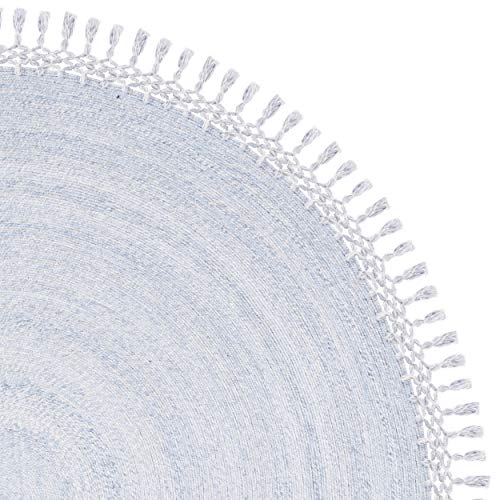 SAFAVIEH Sahara Collection 3' Round Blue SAH490M Handmade Boho Tassel Area Rug - color: Blue, size: 3' (Round)