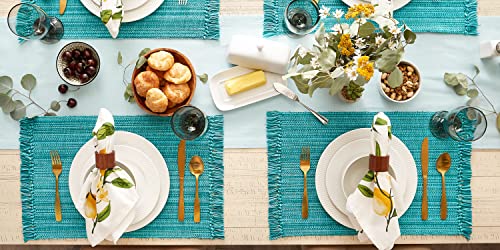 DII Variegated Tabletop Collection, Placemat Set, 13x19, Teal, 6 Piece - color: Teal, size: Placemat Set, 13x19"