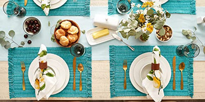 DII Variegated Tabletop Collection, Placemat Set, 13x19, Teal, 6 Piece - color: Teal, size: Placemat Set, 13x19"