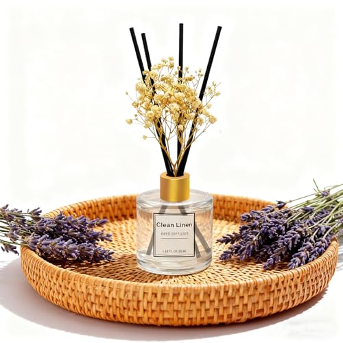 Reed Diffuser Set of 3 Pack,Clean Linen,Vanilla,Lemongrass Scented Oil Diffuser with 4 Sticks,Reed Diffusers for Home,Living Room,Bathroom Air Freshener Diffuser,50ml x 3