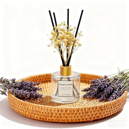 Reed Diffuser Set of 3 Pack,Clean Linen,Vanilla,Lemongrass Scented Oil Diffuser with 4 Sticks,Reed Diffusers for Home,Living Room,Bathroom Air Freshener Diffuser,50ml x 3