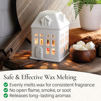 Candle Warmers Etc. Porcelain House Canopy Fragrance Warmer – Use with Any Wax Melts - size: Porcelain House