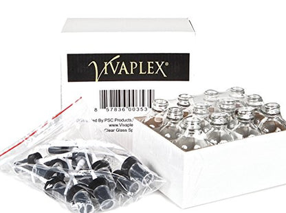 Vivaplex, 12, Clear, 2 oz Glass Bottles, with Black Fine Mist Sprayers