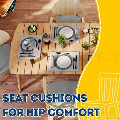 AAAAAcessories D-Shaped Chair Cushions, 2" Thick Dining Chair Pads with Ties and Removable, Machine-Washable Cover, 17" x 16", Set of 4, Gray - color: Gray, size: 4 Count(Pack of 1)