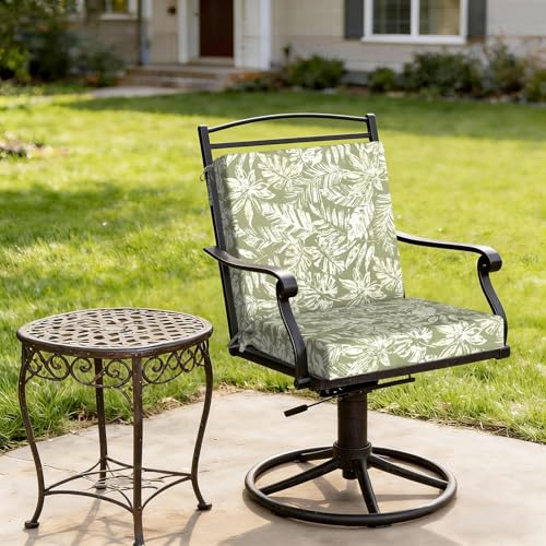 DYTXIII Outdoor Midback Chair Cushions Set of 2-20"x17" Water Repellent & Fade-Resistant Patio Seat Cushions with High-Resiliency Foam, Non-Slip Ties for Dining, Balcony Furniture-Tropical Green - color: Tropical Green