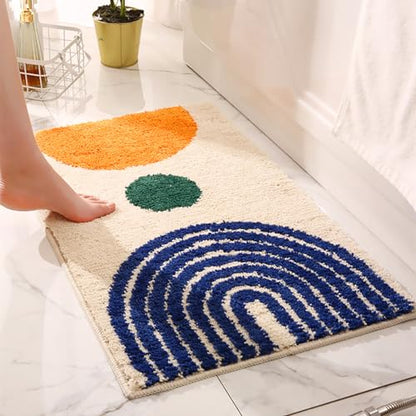 Boho Bathroom Rugs Non-Slip Microfiber Geometric Bath Mat Soft Fluffy Bohemian Bath Rugs Washable for Bathroom, Shower, Tub, Sink, Indoor Mat, 31''×20'' - color: D Bohemian