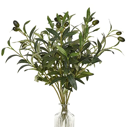 Faux Olive Branches for Vases, Olive Tree Branches with Lifelike Olives, Artificial Greenery Stems Decor for Centerpieces Floral Arrangements Vases (3Pcs, 18 Inch) - color: 18“-3pcs