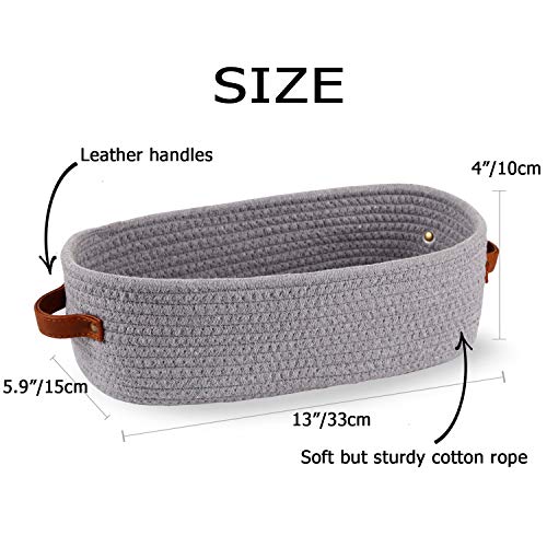 Cotton Rope Small Woven Toilet Paper Room Storage Basket with Handles for Bathroom, 13"x5.9"x4" Gary - color: Gray