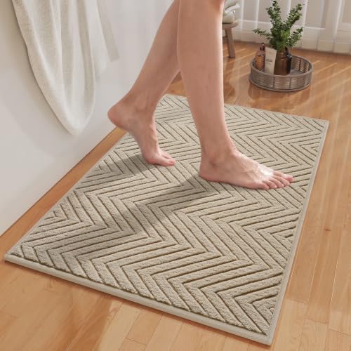 Bathroom Rugs Thin Non Slip Bath Mat for Bathroom Browm 24"x36" | Quick Dry Absorbent Washable Rubber Backing Bath Rug Shower Mat Bathroom Floor Mat For Sink Bathtub Beside Shower Entrance - color: Brown-b, size: 24"x36"