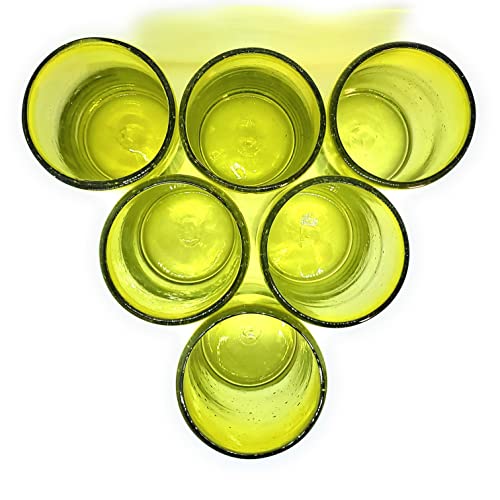 Solid Yellow 14 oz Drinking Glasses (set of 6), Recycled Glass, Lead-free, Toxin-Free (14oz Drinking) - color: Yellow, size: 14 oz