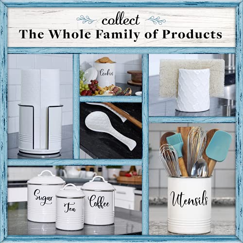 Home Acre Designs Sponge Holder for Kitchen Sink - Rustic Farmhouse Home Kitchen Decor - White Ceramic - style: Embossed