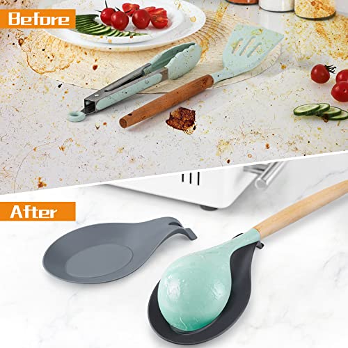 Spoon Rest for Stove Top, 5 Pack Small Silicone Spoon Holder for Kitchen Counter, Coffee Spoon Rest, Heat Resistant Cooking Spoon Holder Perfect Kitchen Gadgets,Ladles - color: Blue yellow red black grey
