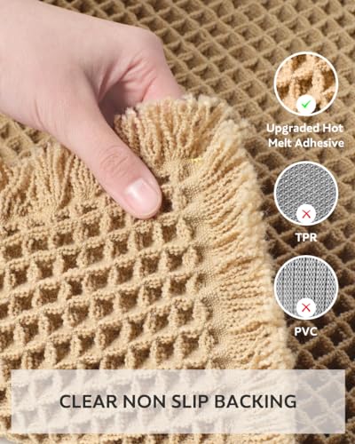 Waffle Bath Mat, Super Absorbent Non Slip Bath Mat Ultra Soft Bathmat Machine Washable Bath Rugs with Tassels, Beside Tub, 20" x 32", Brown - color: Brown, size: 20" x 32"