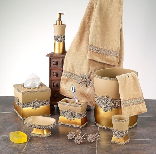 Avanti Linens - Bath Towel, Soft & Absorbent Cotton Towel (Braided Medallion Collection) - color: Rattan, size: Bath Towel