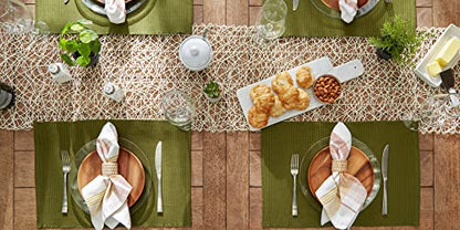 DII Basic Everyday Ribbed Tabletop 100% Cotton, Placemat Set, 13x19, Sage, 6 Piece - color: Vineyard Green, size: 13x19"