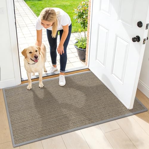Door Mat Indoor Entrance 32"x47", Ultra Thin Indoor Door mat, Absorbent Washable Entryway Doormats, Low-Profile Dirt Trapper Doormat Entry Inside Door Mats Front Floor Mats, Grey - color: Grey, size: 81x121cm