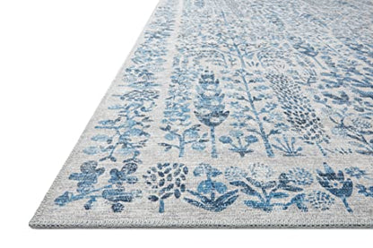 Loloi Rifle Paper Co Maison Blue 2'-0" x 5'-0" Accent Rug | MAO-07 Printed Approx. 2x5 Entryway Kitchen, Whimsical, Accent Rug - color: Blue, size: 2' x 5' (Rectangular)