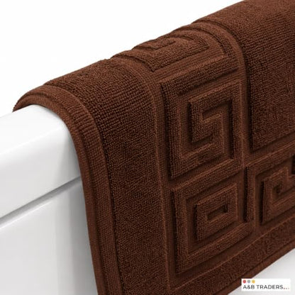 100% Recycle Cotton Bath Mat Mocha Key Pattern Bath Rug [Not a Bathroom Rug], Soft Absorbent 330 GSM Shower Floor Towel Set, Hotel Spa Quality, Machine Washable (2 Pack) - color: Mocha