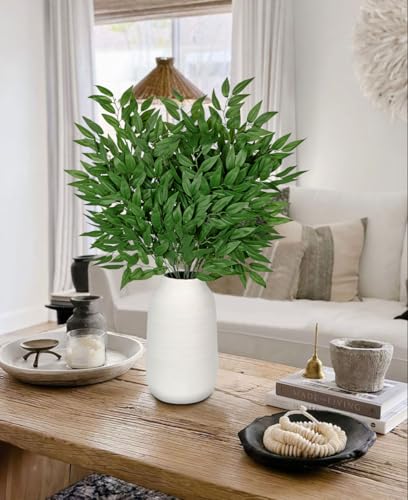 Faux Eucalyptus Stems Italian Ruscus Willow Eucalyptus Leaves 30” Long Fake Salix Leaves 6 Pack Silk Greenery Stems for DIY Bouquet Arrangements -Artificial Eucalyptus Stems-Green - color: Italian Ruscus#2