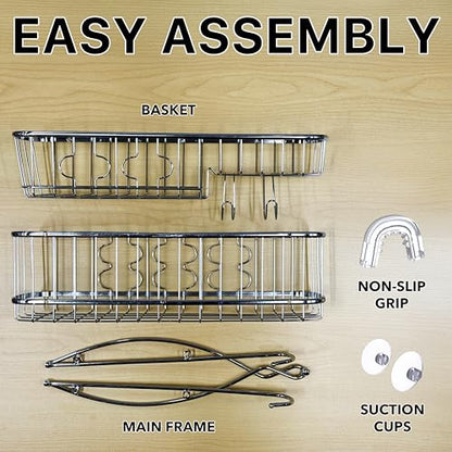 Simple Houseware Stainless Steel Hanging Shower Head Caddy Organizer | (26 x 16 x 5.5 inches) - size: Large - 26" x 16" x 5.5"