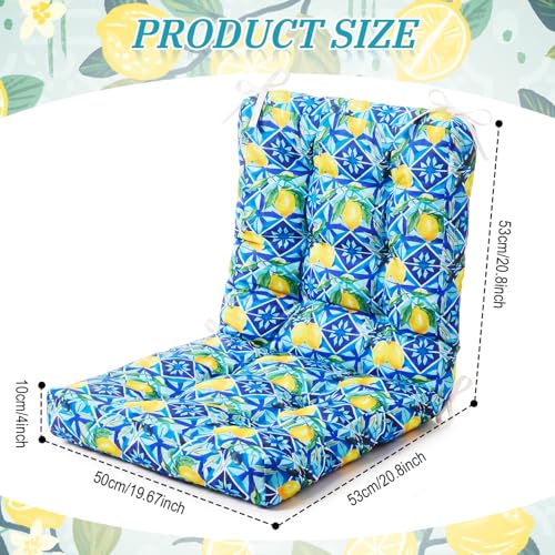 Hoteam 4 Set Outdoor Patio Chair Cushions 20 x 42 in Deep Seat Waterproof Patio Cushions Set for Furniture Replacement Removable Seat and Back (Mediterranean Lemon) - style: waterproof