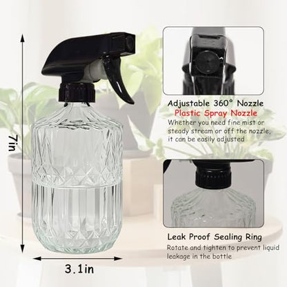 YYTSGG Clear Glass Handheld Spray Bottle, 15oz, Adjustable Mist Nozzle | Refillable Plant Mister Bottle, Water Spray Bottle for Indoor Flowers, Outdoor Gardening, Cleaning, Hair and Pets Care - color: Clear