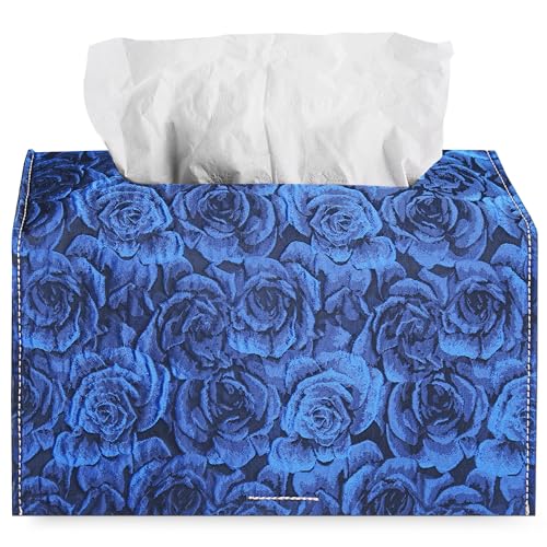 Leather Cover for Disposable Paper Hand Towel Box, Compatible with Kleenex Paper Hand Towel(1-3D Rose Blue) - color: 1-3d Rose Blue