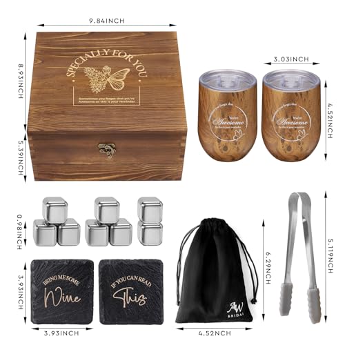 Wine Lovers Gifts for Women, Birthday Gifts for Mom Sister Friend Coworker Girlfriend Inspirational Gift Set, Wine Gift Box Set with Tumblers, Ice Cubes - style: Wine Lover Gifts