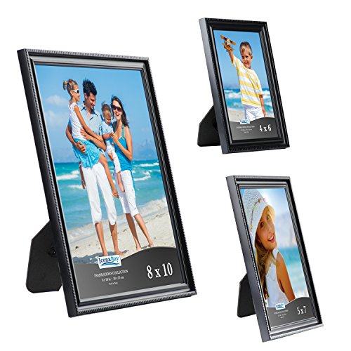 10pc Table Top Picture Frame Set (No Wall Hook) Two - 8x10, Four - 5x7, Four - 4x6, Black - color: Black, size: Two 8x10, Four 5x7, Four 4x6