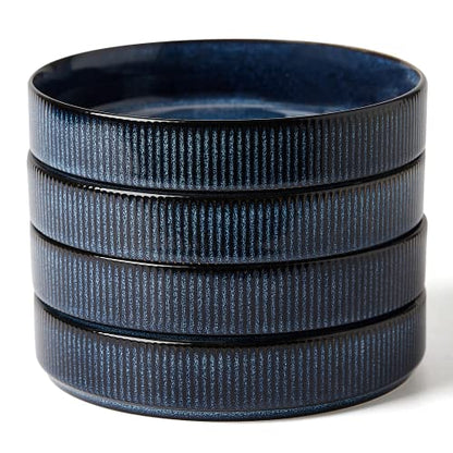 famiware Star 7.5" Pasta Bowls Set of 4, Plate Bowls, Nebulas Blue | Double Reactive Glaze, Microwave & Dishwasher Safe, Lead-free and Cadmium-free, Stoneware Scratch Resistant, Kitchen Bowls - color: Nebulas Blue, size: 4 Pcs