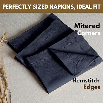 Native Fab Cloth Napkins Set of 4, 100% Cotton, Hemstitch Mitered Edges, Washable Fabric Napkins, 18x18 inch, Soft, Breathable, Reusable Hotel Quality Napkins for Events, Party, Wedding - Navy Blue - color: Navy Blue, size: 18" x 18" (Set of 4)
