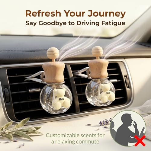 2 Pack Bear Car Vent Clip Diffuser Refillable Glass Bottle | Wood cap glass bottle with dropper, DIY essential oil freshener for car wardrobe bathroom home - size: Bear-A3 - 2PCS
